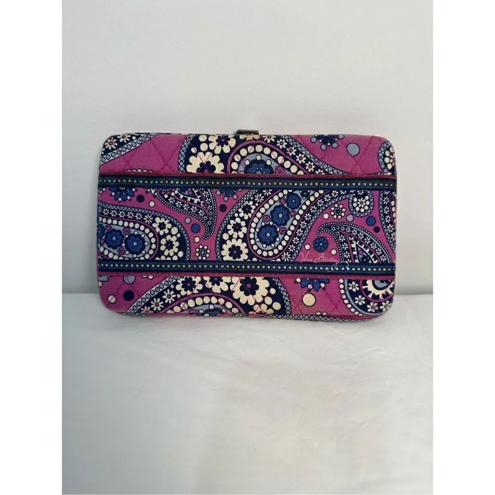 Vera Bradley paisley printed purple,blue & white snap open wallet.  #9-0245